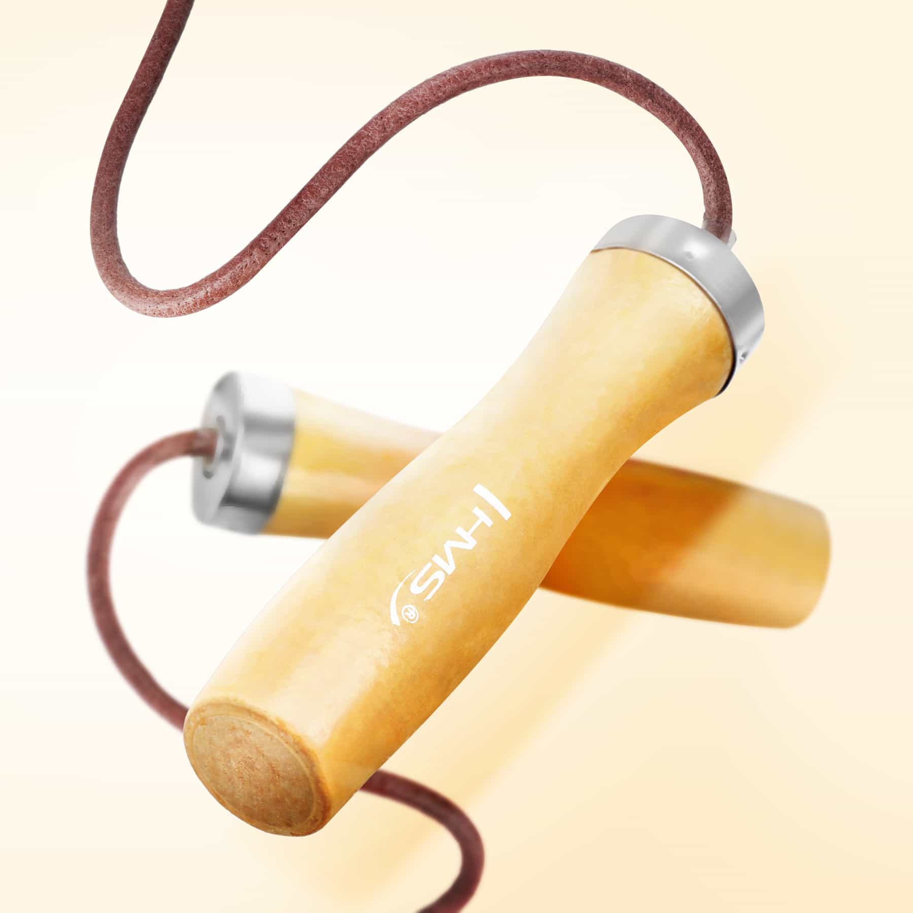 HMS SK07 Leather jump rope with wooden handle - improve your fitness! 5