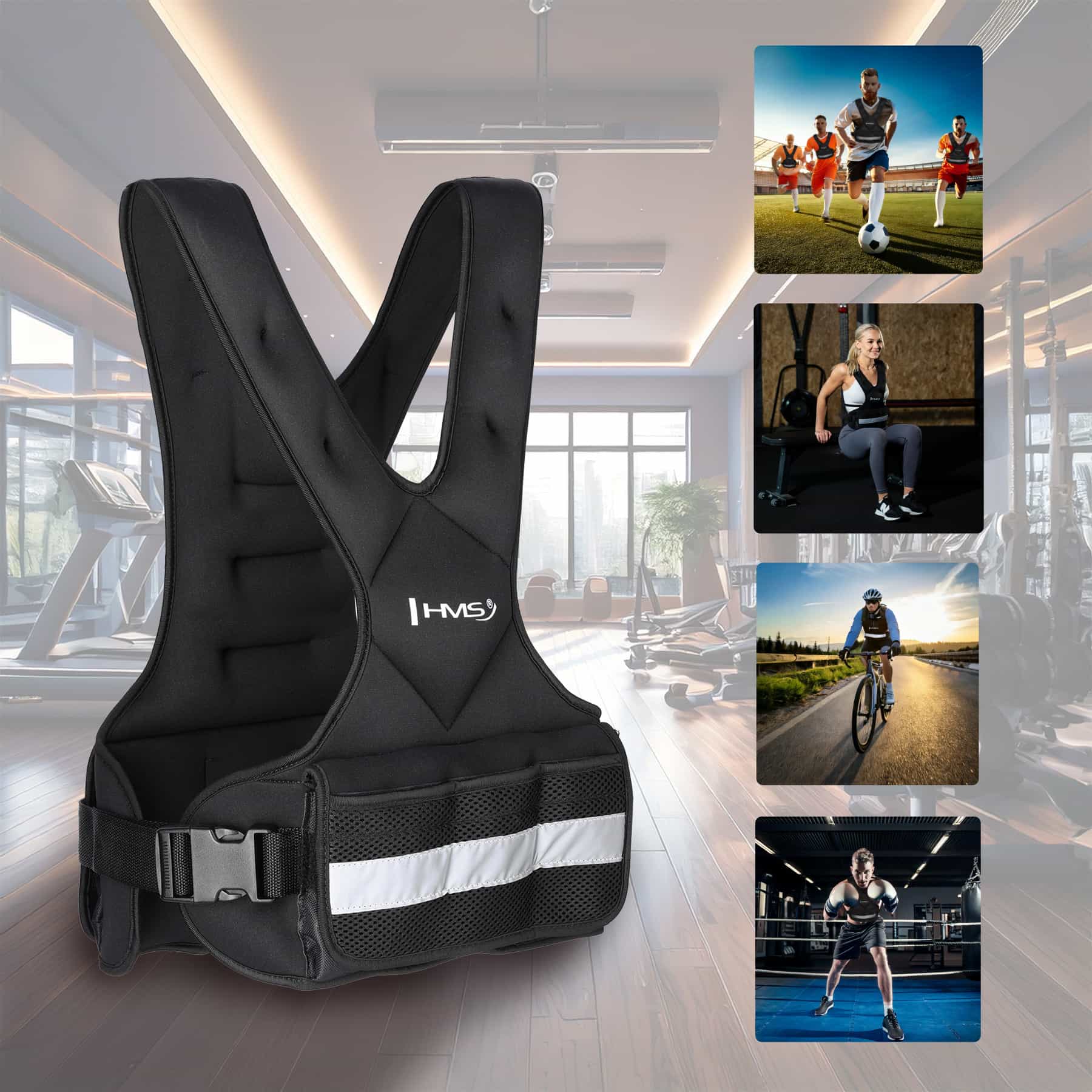 HMS KOR09 Weight vest adjustable 9kg - ideal for strength training 5