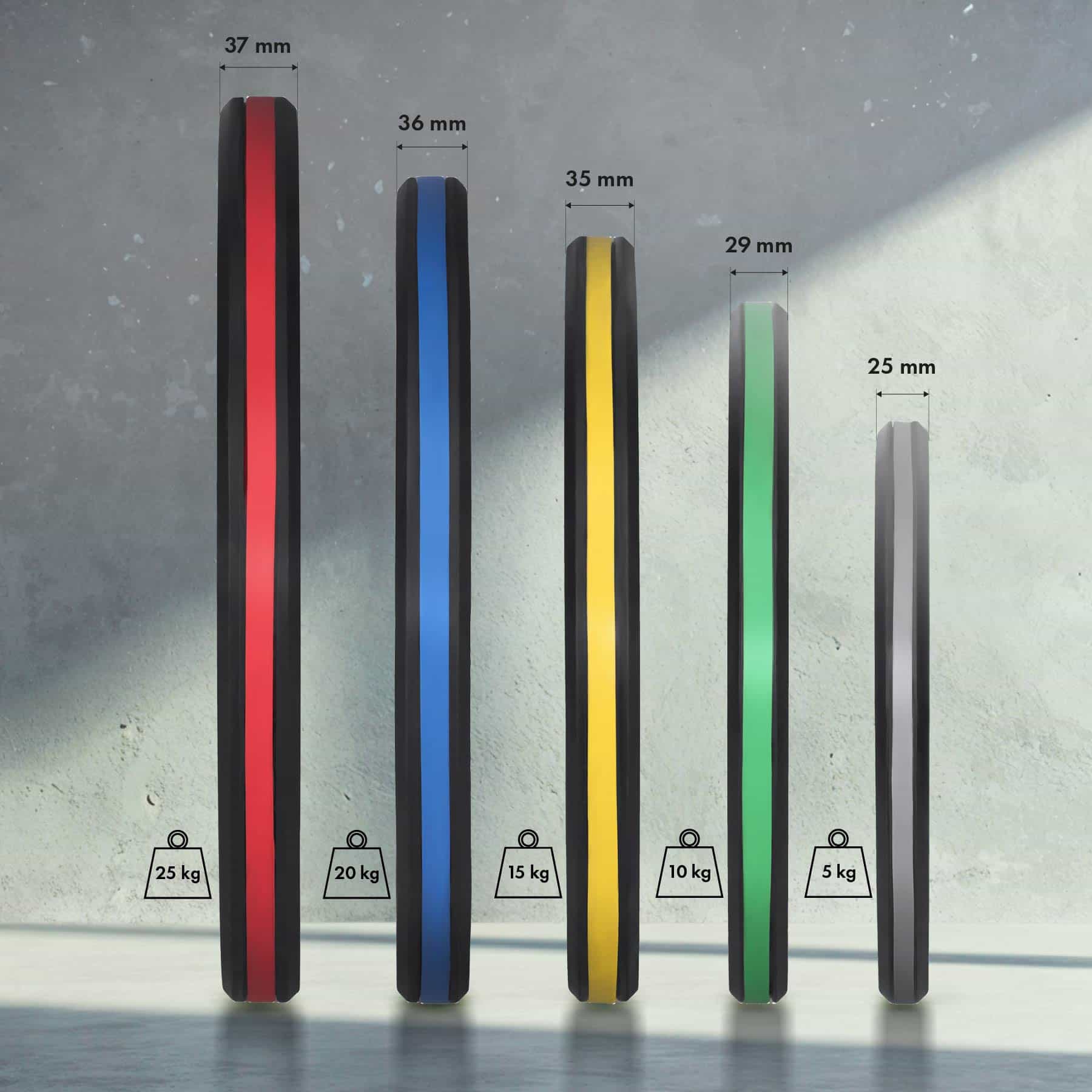 HMS Fitness TOG25 - Olympic Rubber Coated Plate 2 x 25 KG 6