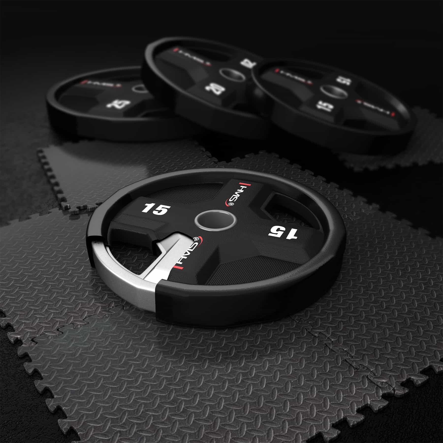 HMS Fitness Olympic Polyurethane Weight Plate CPU 15 kg 8