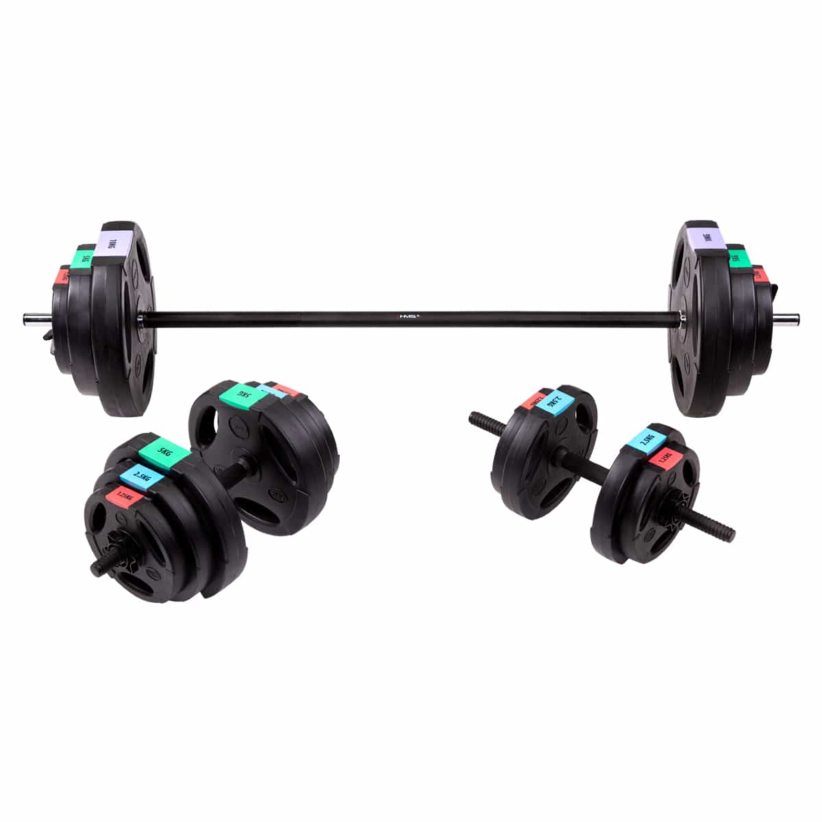 HMS SGSP60 Barbell and Dumbbell Set Composite 62 kg - ideal for home gym 2