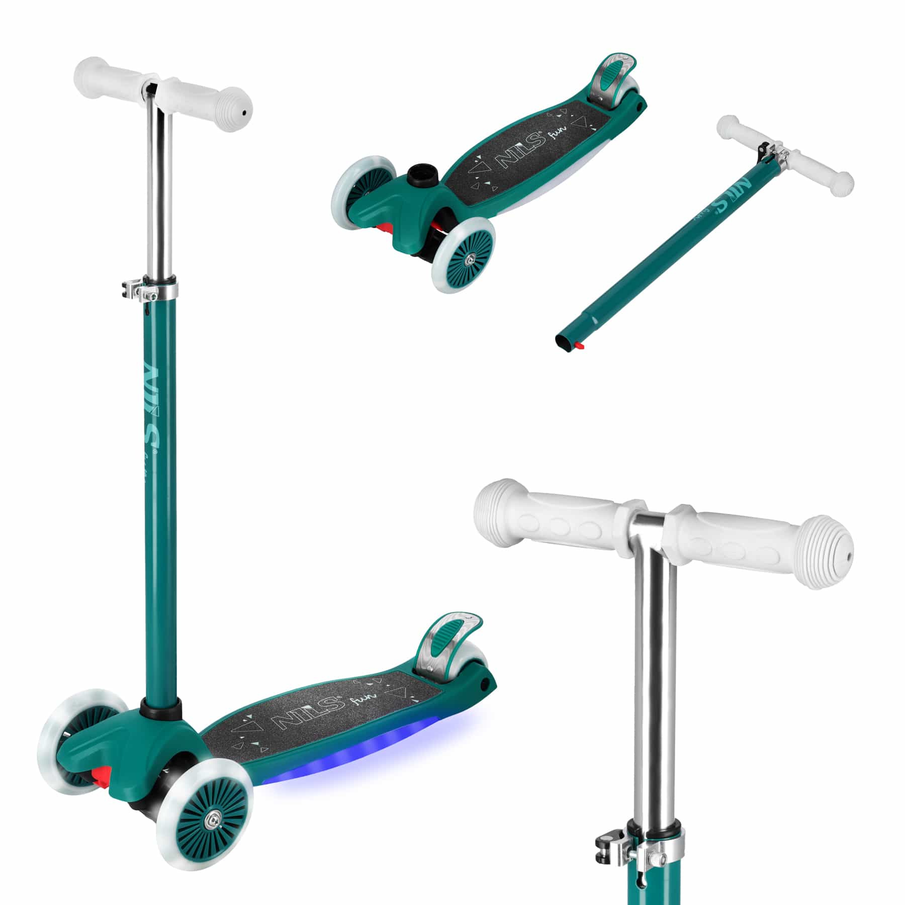 Nils Fun HLB1310 LED Kids Scooter Green - perfect as a gift 2