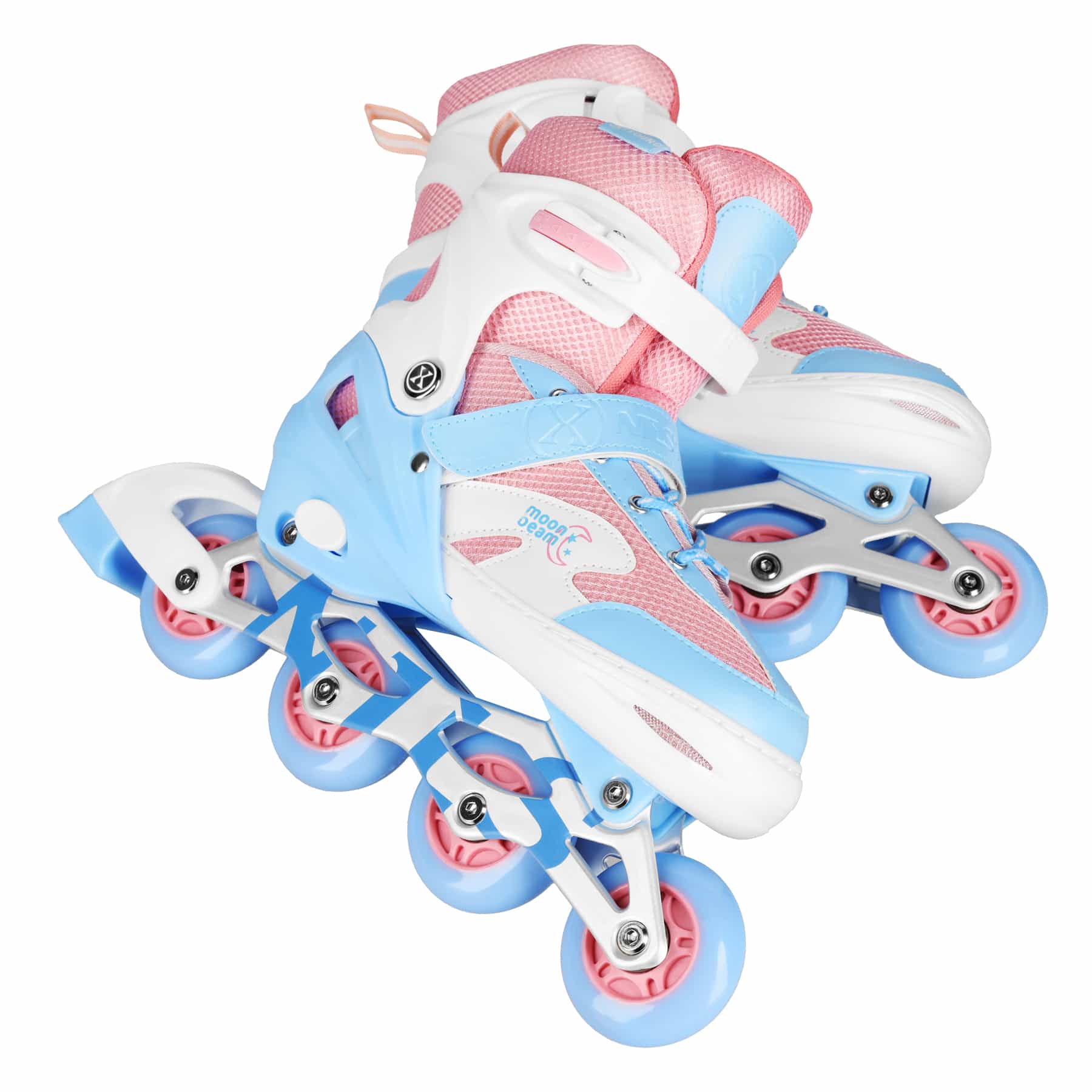 Moonbeam LED Roller Skates and Pads Set white size M (35-38) Nils Extreme 5