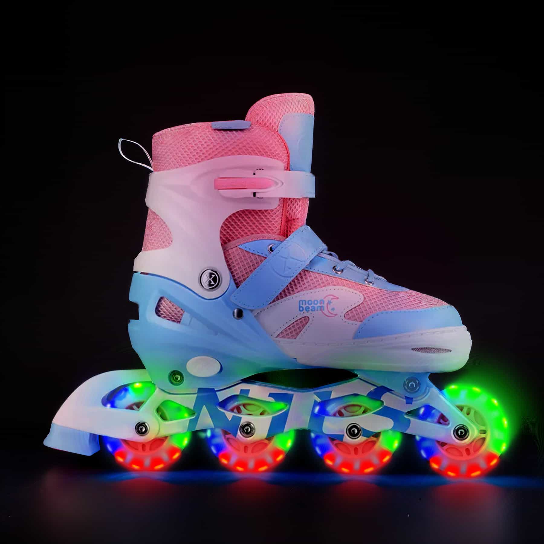 Moonbeam LED Roller Skates and Pads Set white size M (35-38) Nils Extreme 9