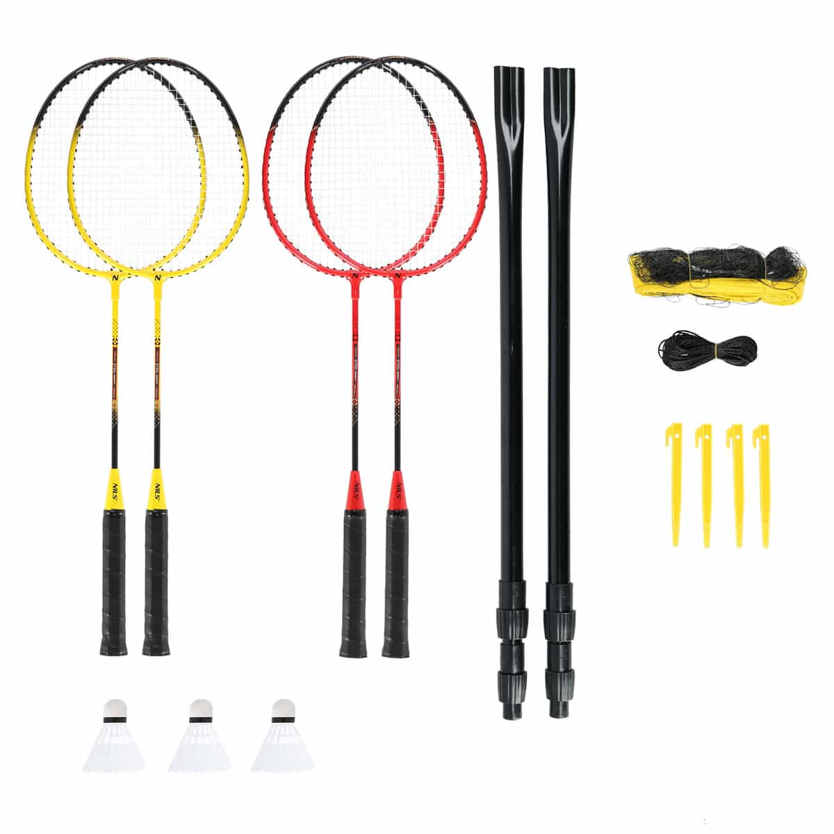 Nils Badminton Set 4 Rackets + Shuttlecocks + Net - perfect as a gift 7