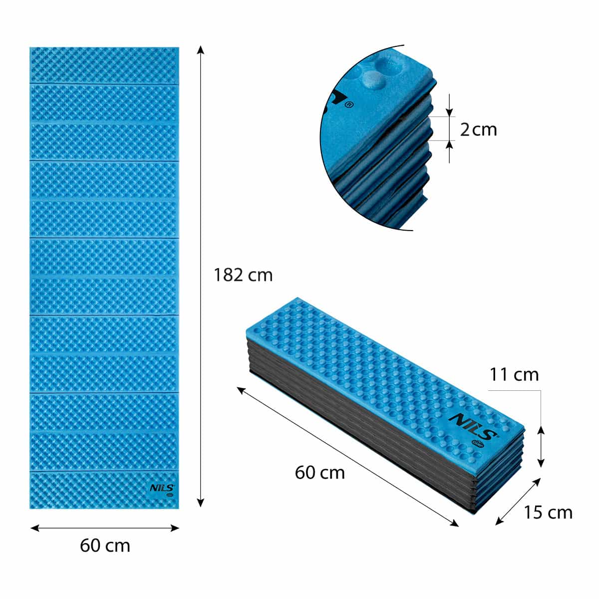 Nils Camp NC1768 - Blue Folding Mat 182cm for Camping Comfort 5