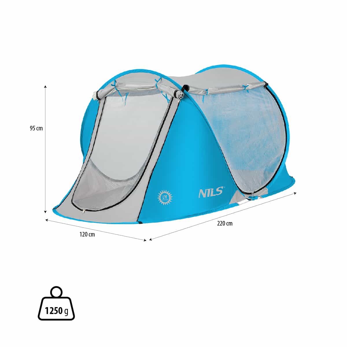 NILS Blue self-deploying beach tent - perfect for relaxing by the water 4