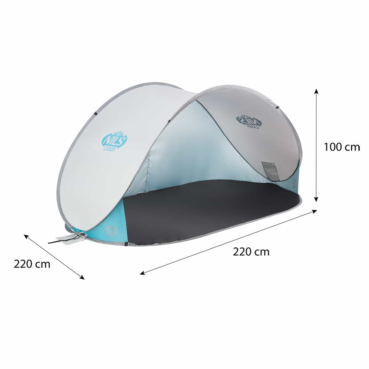 Nils Light gray self-folding beach tent with floor 5