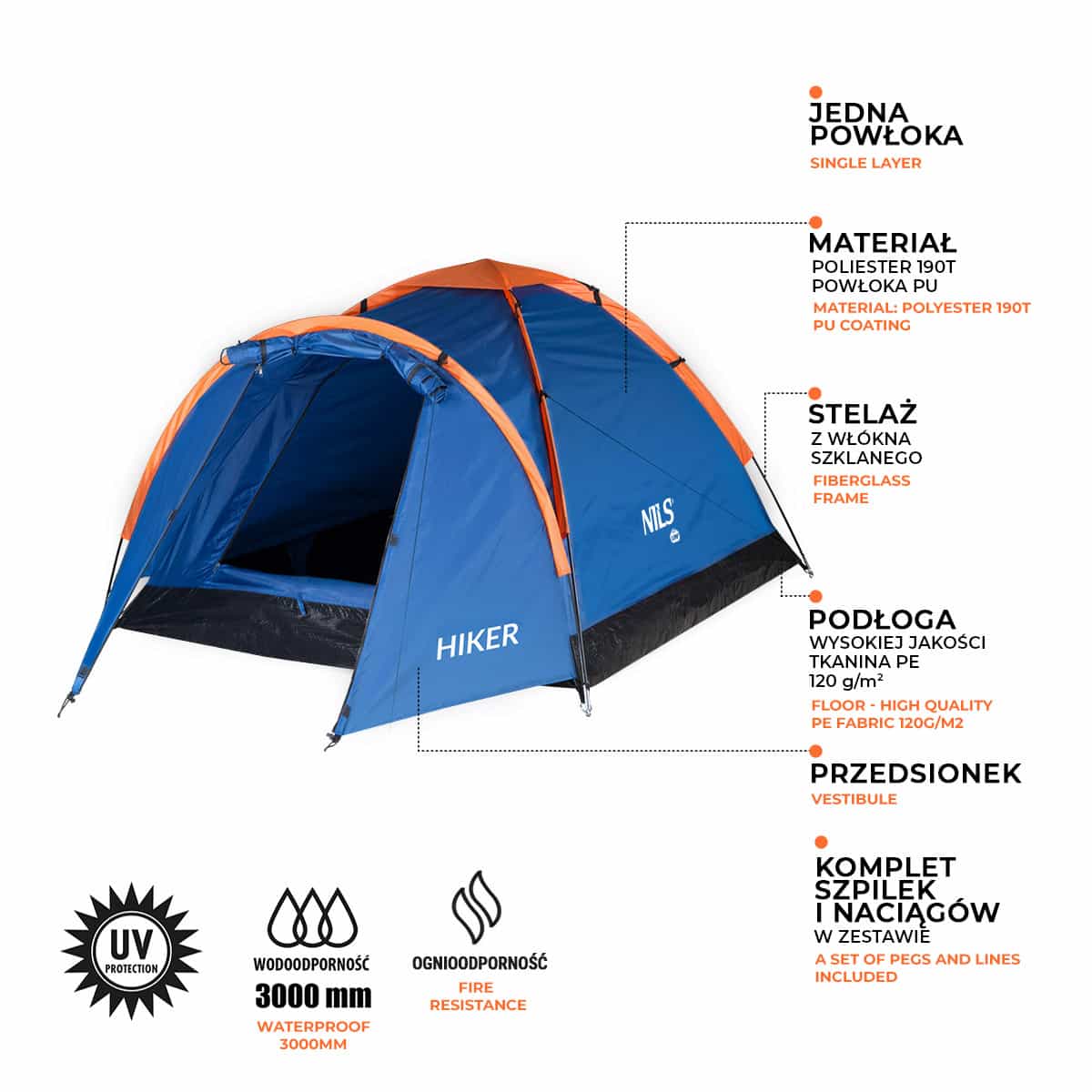 Nils Camp Hiker NC6010 - Blue 2-person camping tent 7