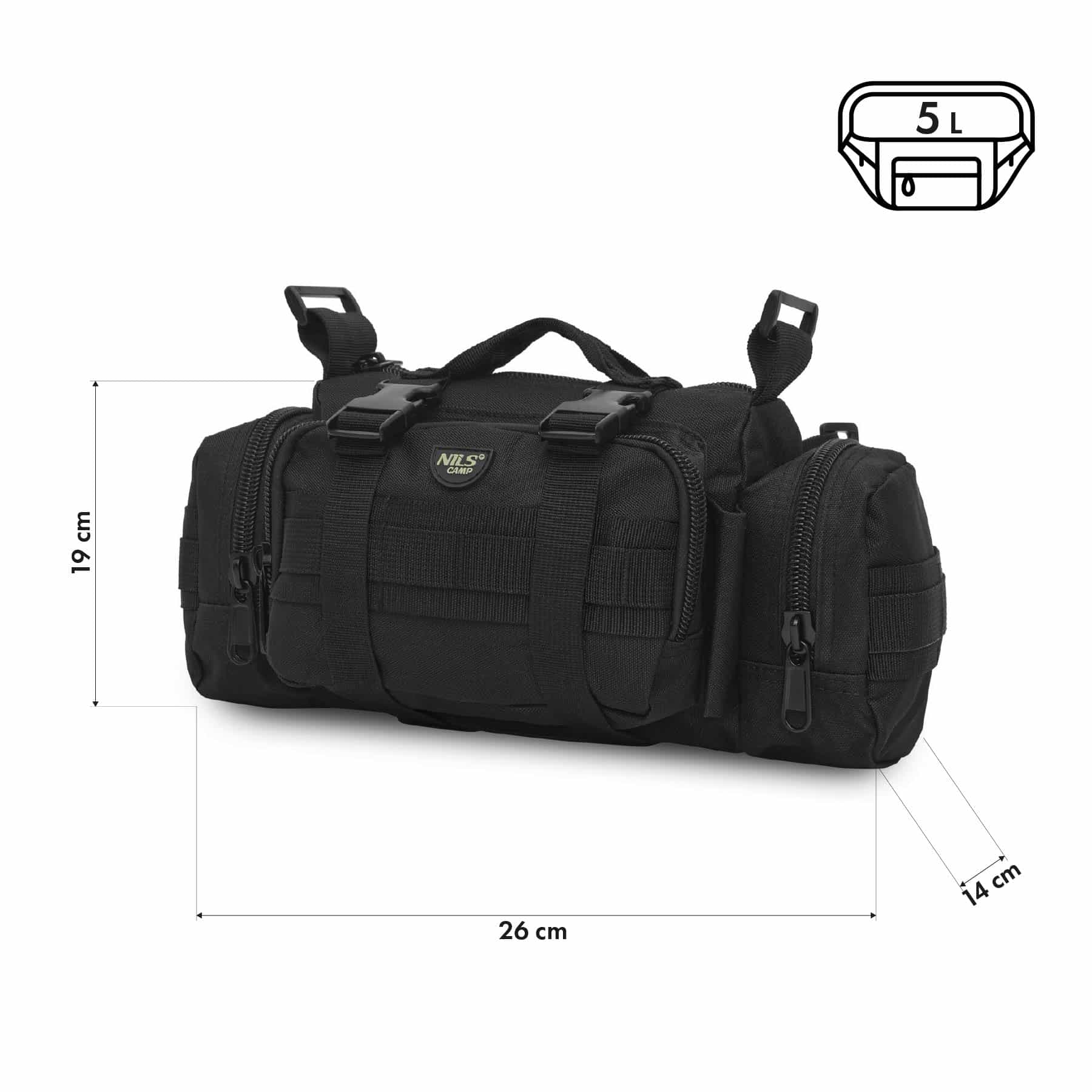 Nils Camp NC3907 XL - Black tactical hip bag 5L - perfect for trips 4