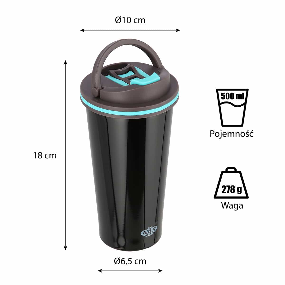 Nils Camp Black Thermal Mug NCB18 500 ml 6