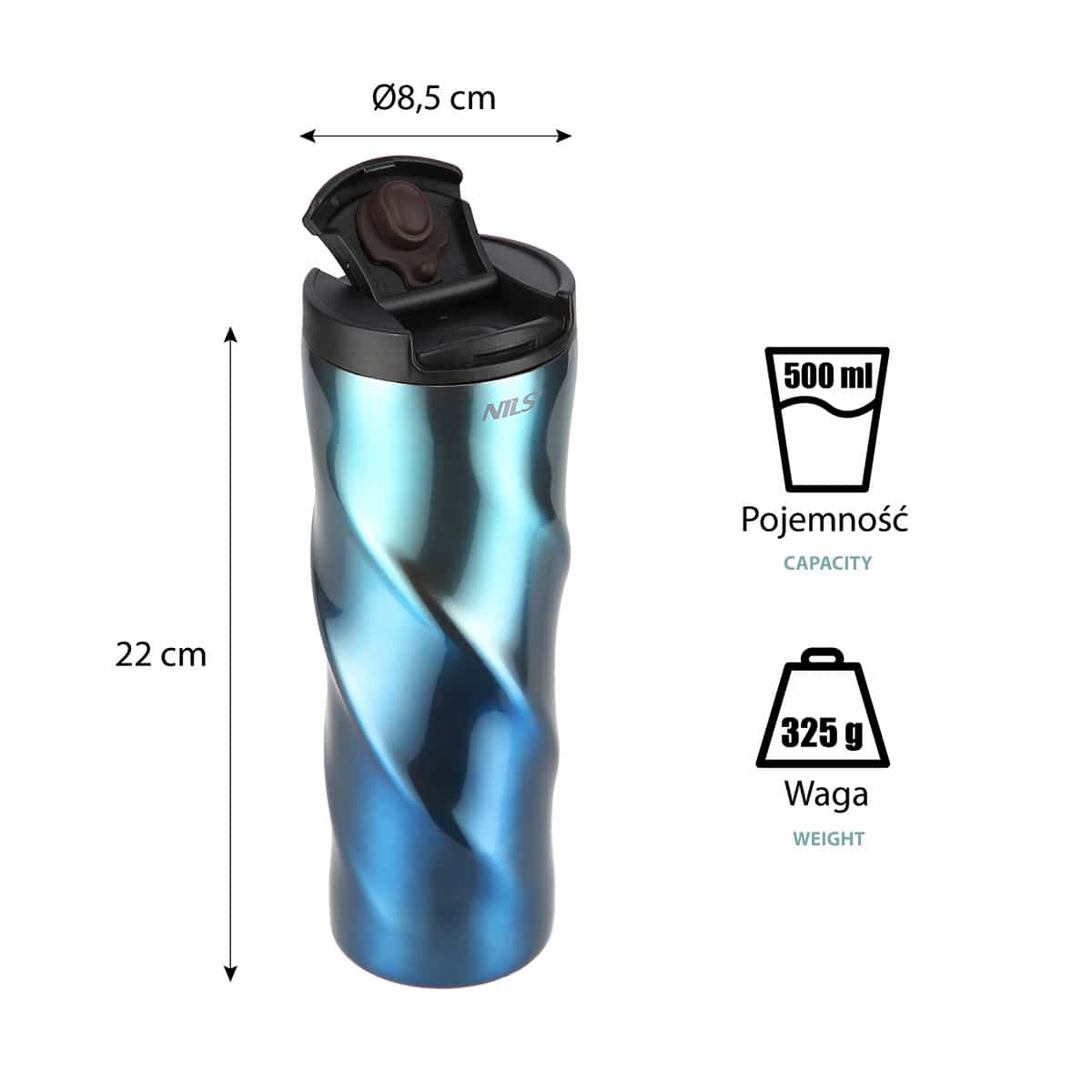 Nils Blue Thermal Mug 500 ml - perfect for travel 5