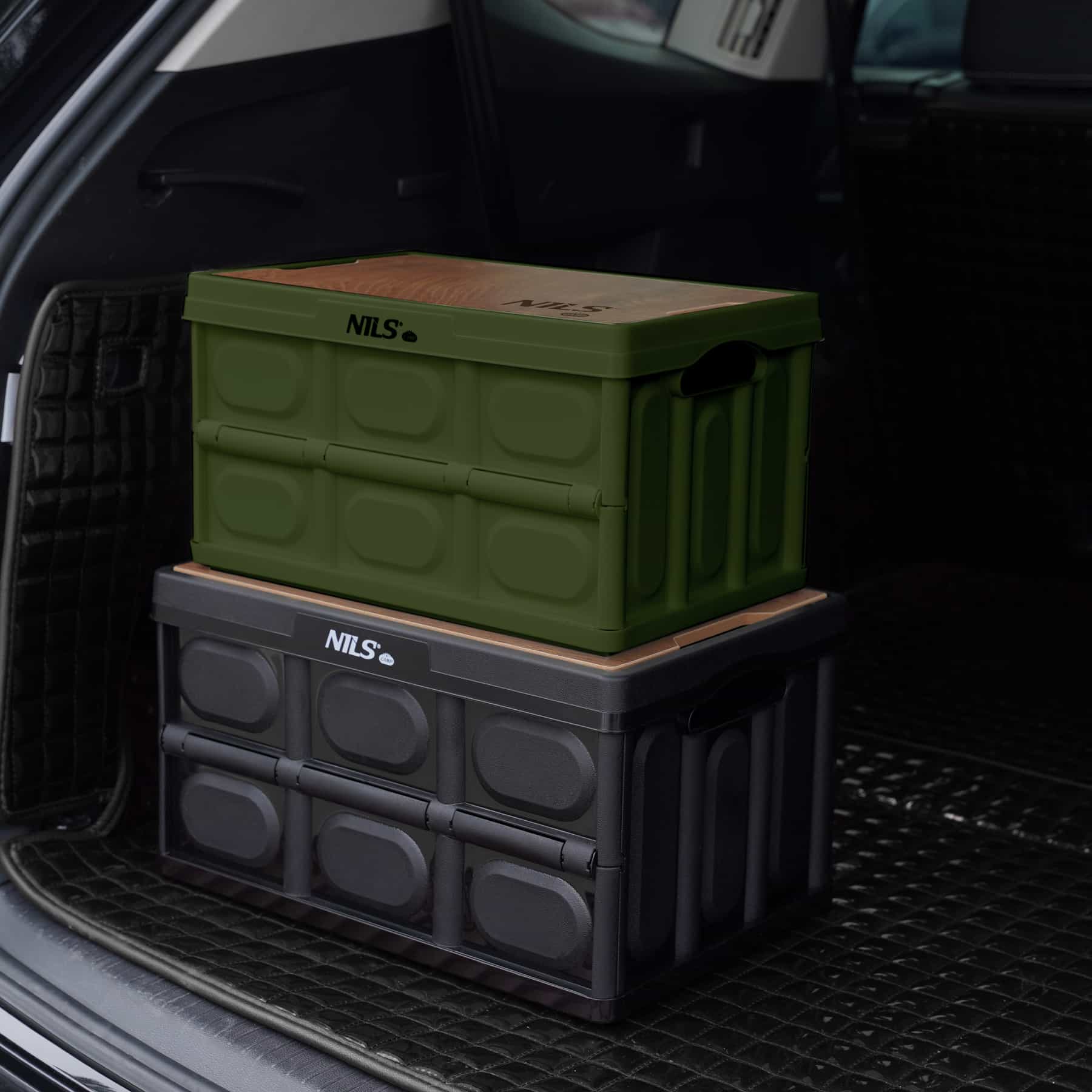 Foldable camping box green with table function 2in1 Nils Camp 5