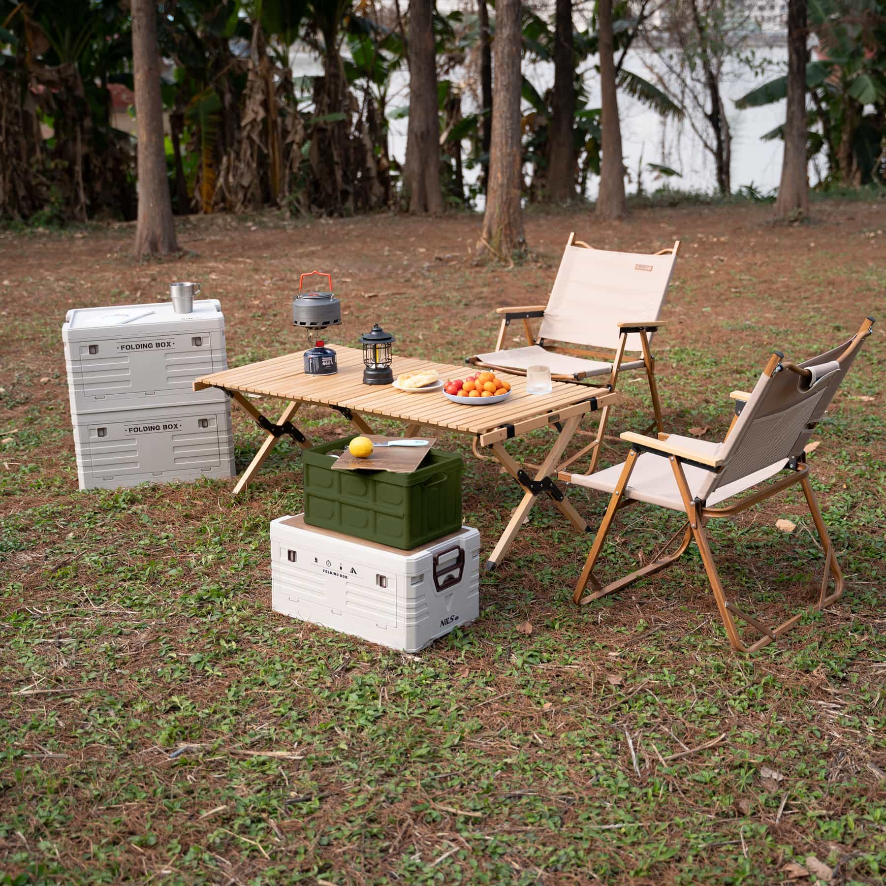 Foldable camping box green with table function 2in1 Nils Camp 8