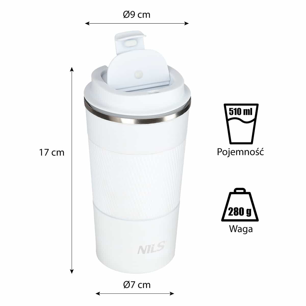 Nils White thermal mug 510 ml - perfect for trips 8