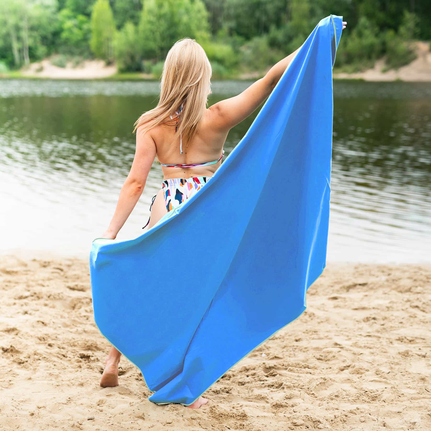 Nils Blue Microfiber Towel 180x100 cm - perfect for pool and beach 2