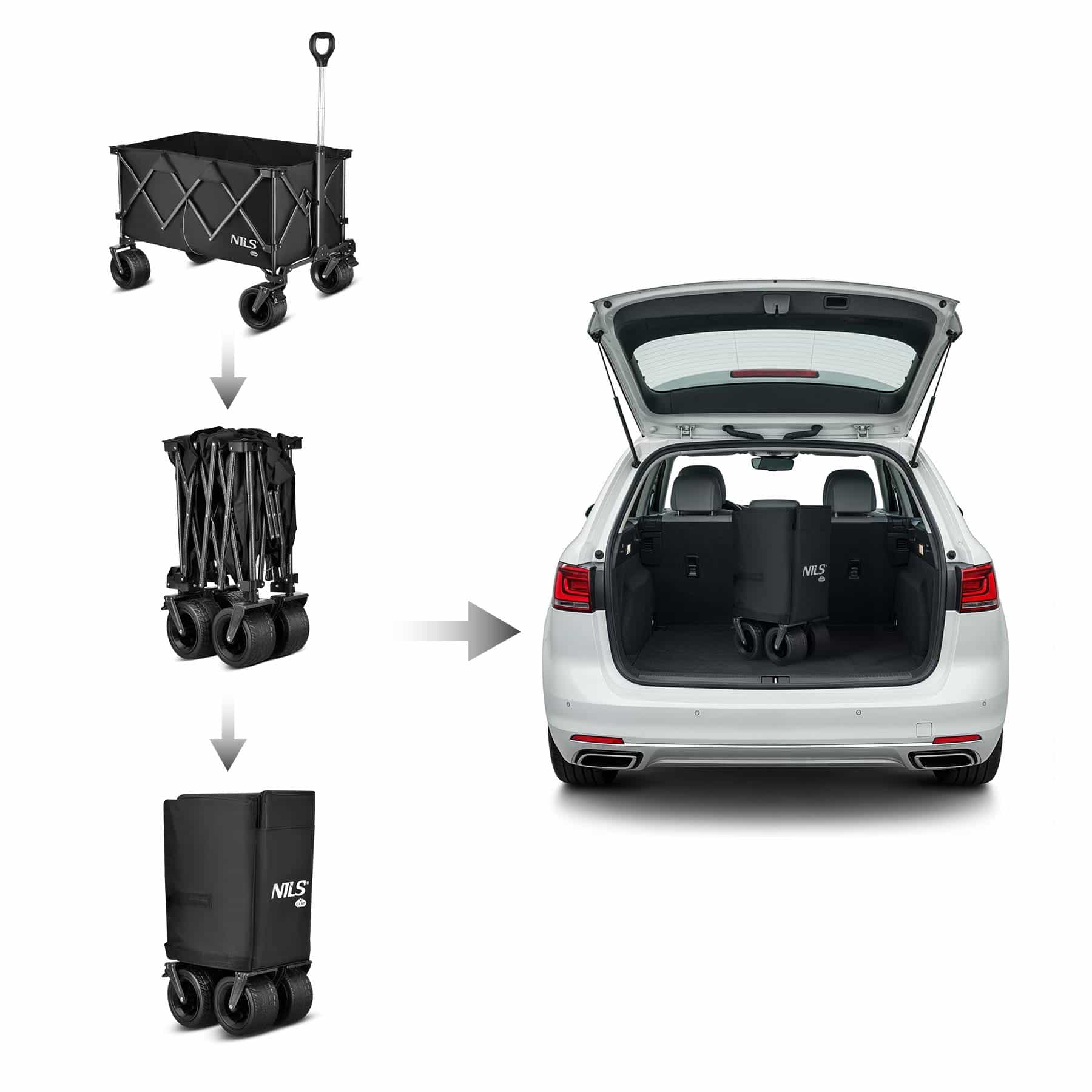 Nils Camp Foldable Wagon Black XXL 180L - perfect for camping and garden 7