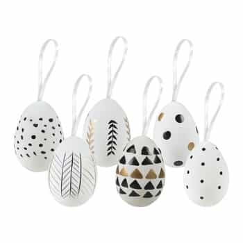 Glamour Easter Eggs - White Easter eggs with gold and black patterns 6 pieces 3