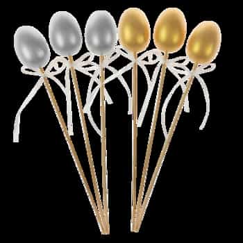Metallic eggs on a stick - Easter decorations 3 pieces 3
