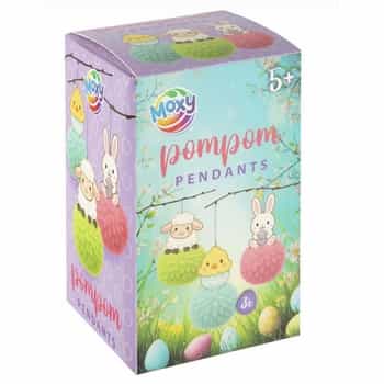 Pendants with pompoms - set of 3 pieces in beige, ideal for Easter 2