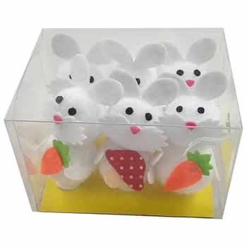 Bunny Set - 6 white decorative figurines, perfect for spring 2