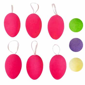 Flocked eggs 6 cm - 6 pieces - ideal for Easter 2