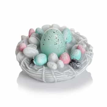 Turquoise Egg Candle - Easter decoration in wreath 2