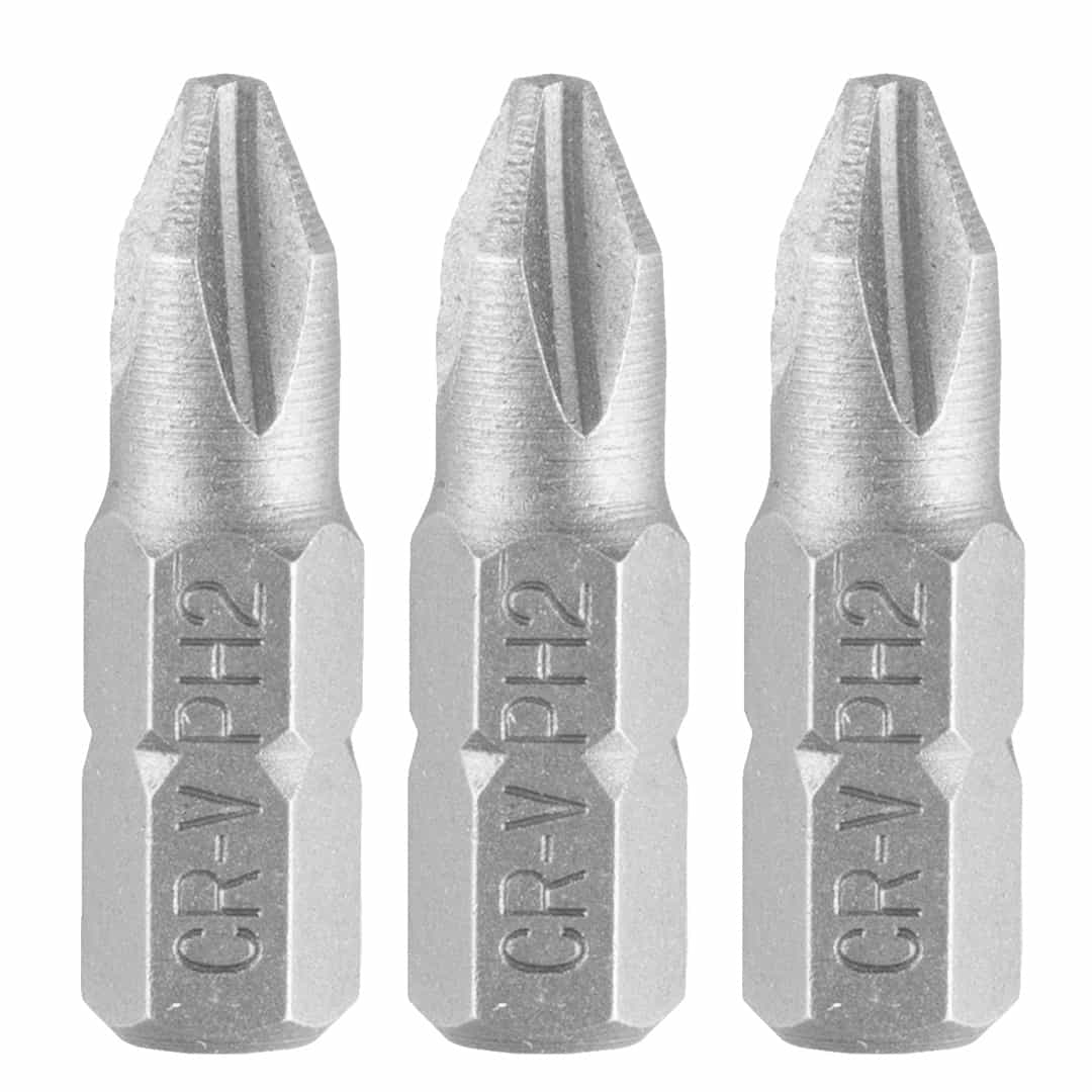 GRAPHITE PH2 Bits x 25 mm - 3 Pieces Set for Screwdriver 2