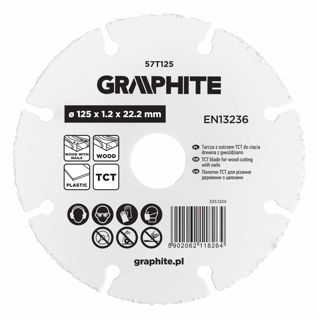 GRAPHITE TCT Saw Blade 125 mm for Wood with Nails 2