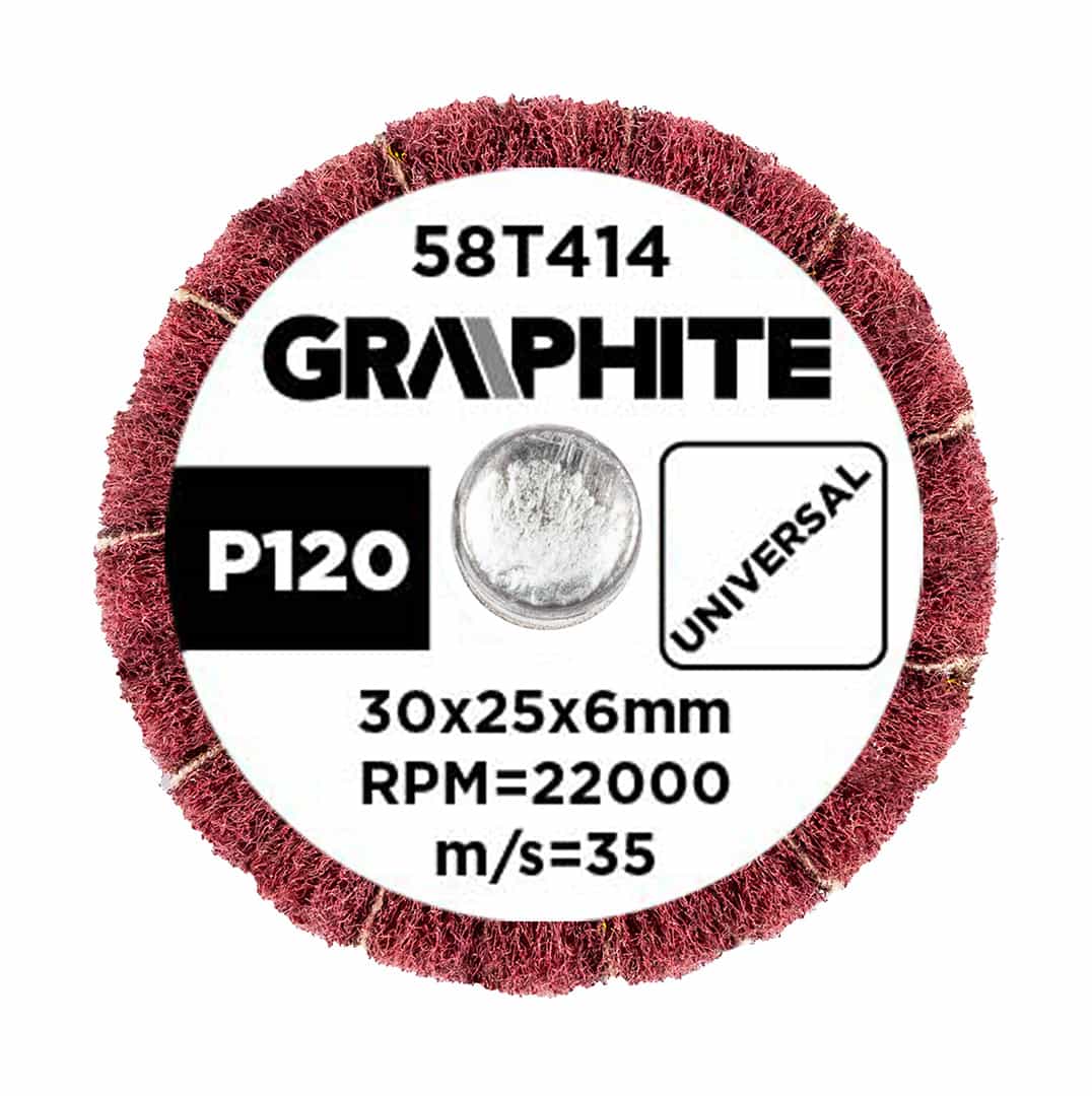 GRAPHITE Flap wheel with abrasive fleece, shank 30 x 25 x 6 mm, grit P120 5