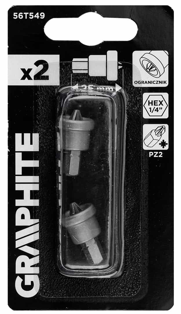 GRAPHITE Bits with depth stop PZ2 x 25 mm - precise screwing 5