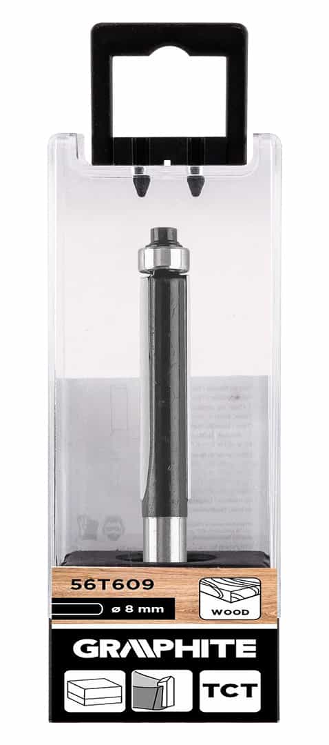 GRAPHITE Straight router bit with bearing, carbide 9.5 x 38 mm - precise woodworking 10