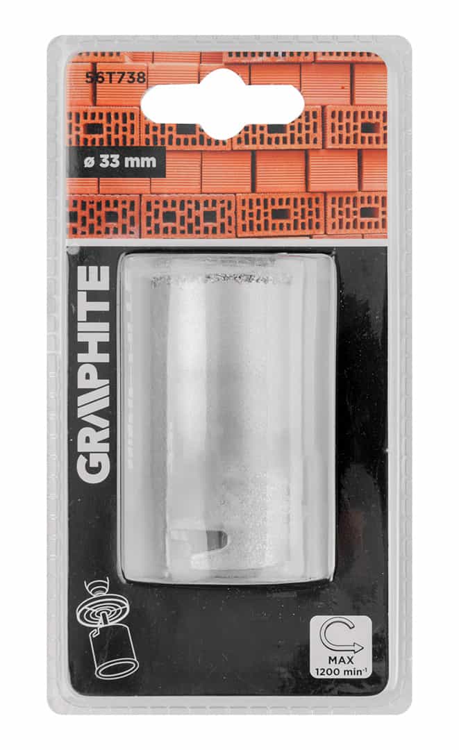 GRAPHITE Tungsten carbide hole saw 33 mm - for bricks, hollow blocks and concrete 10