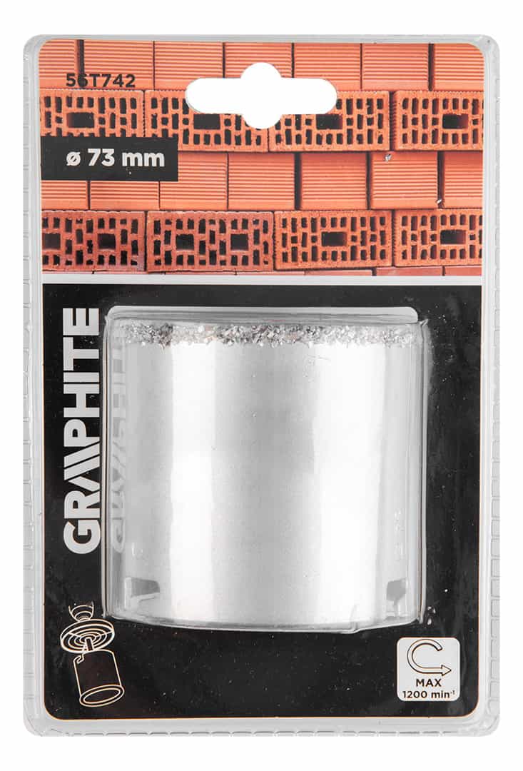 GRAPHITE Tungsten hole saw 73 mm - for bricks and blocks 10