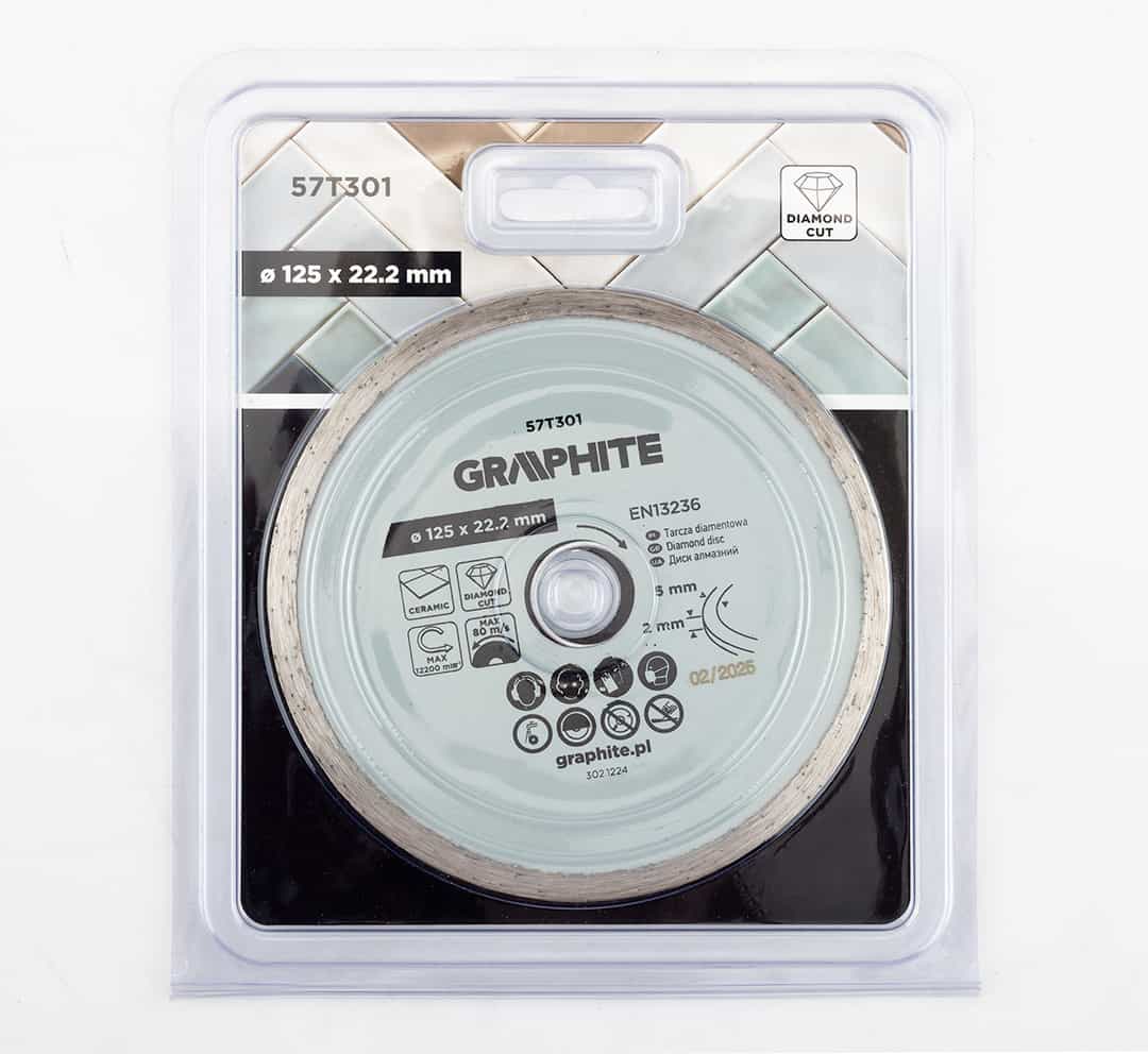GRAPHITE Diamond cutting disc full for wet cutting 125 mm 5