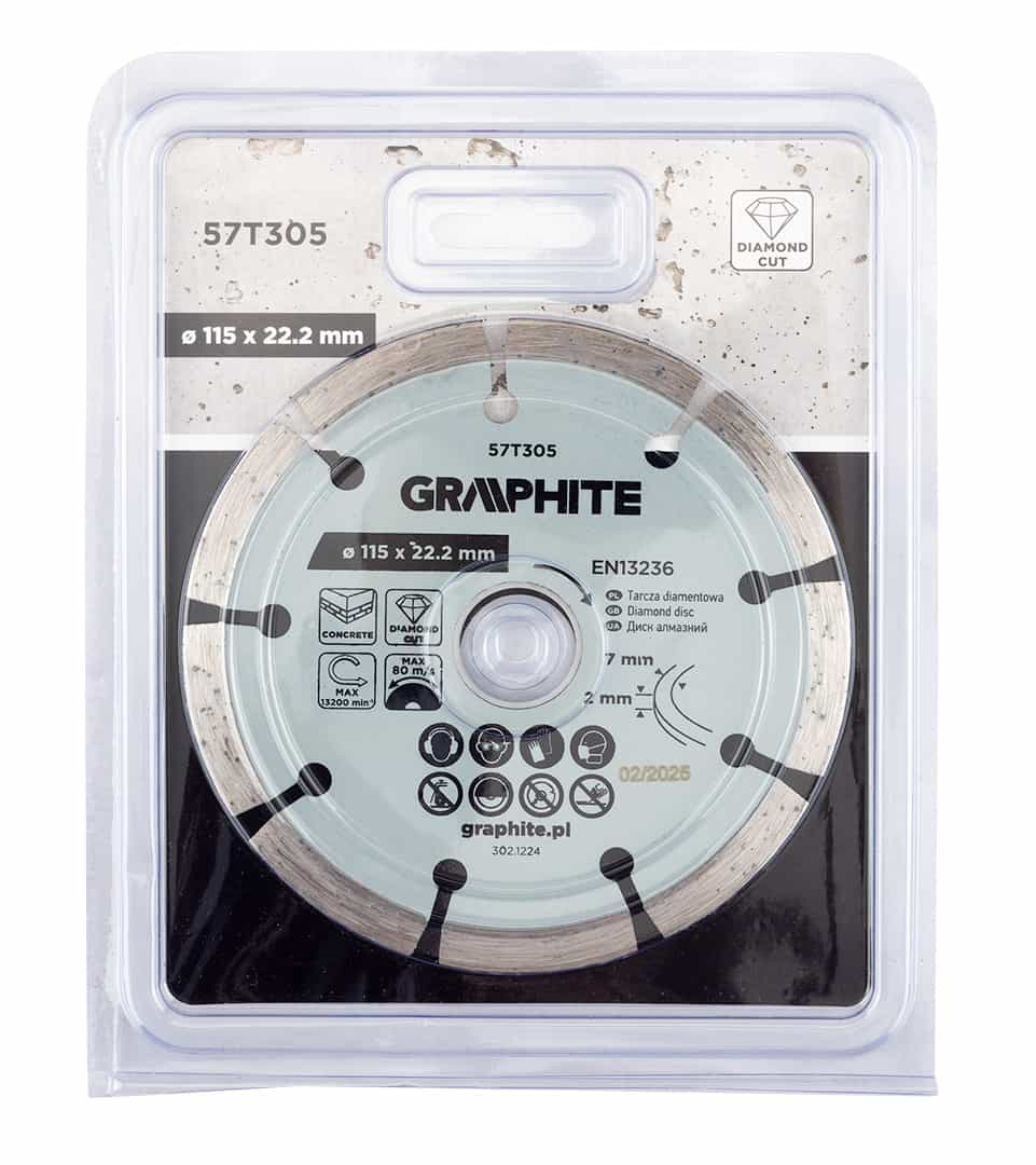 GRAPHITE Diamond cutting disc segmented 115 x 22.2 mm for dry cutting 5