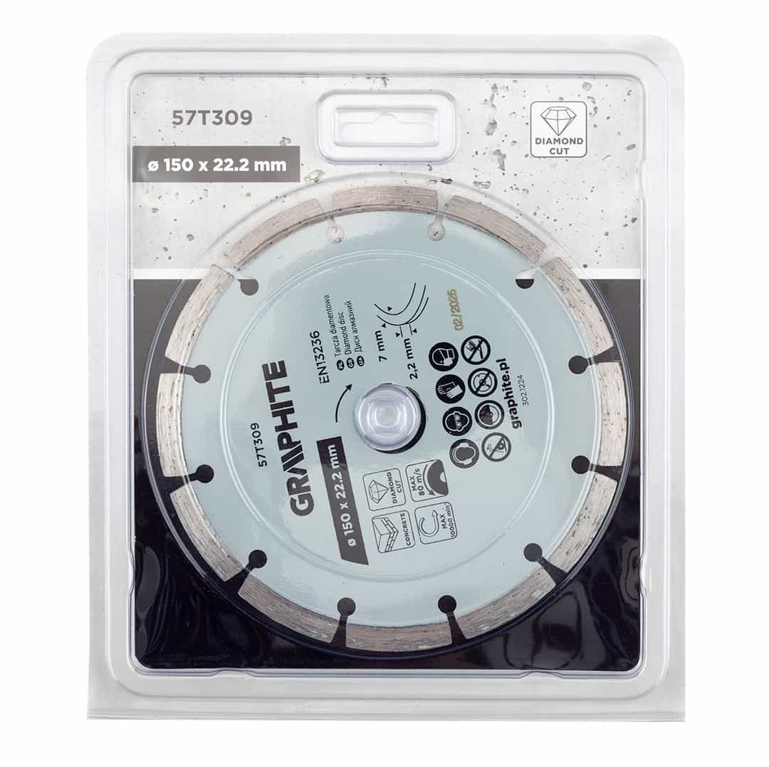 GRAPHITE Diamond cutting disc segmented 150 x 22.2 mm for dry cutting 5