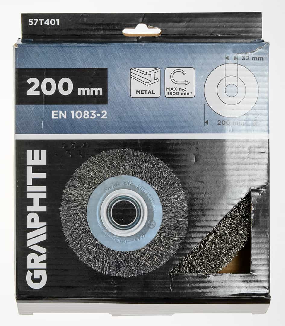GRAPHITE Wire brush disc 200 x 32 mm, steel corrugated wire 5