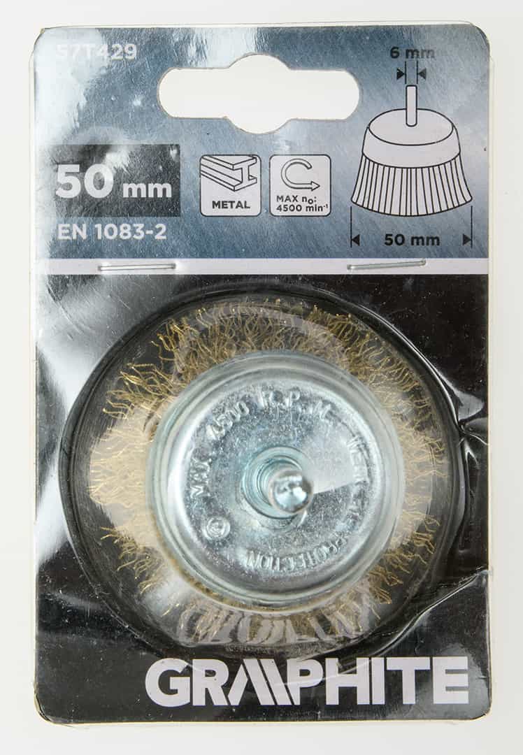 GRAPHITE Wire end brush 50 mm made of brass-plated wire 5