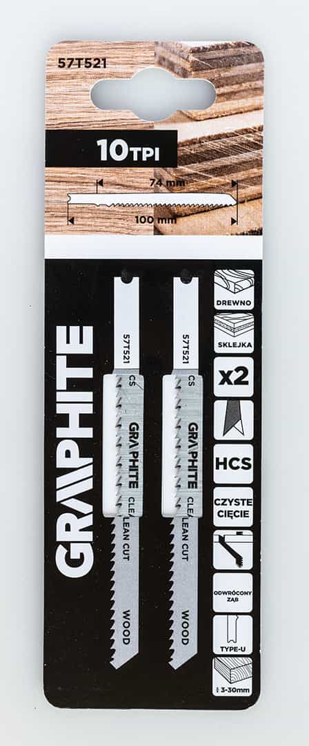 GRAPHITE Jigsaw blade 10 TPI HCS U-shank 2 pieces - clean cut 3