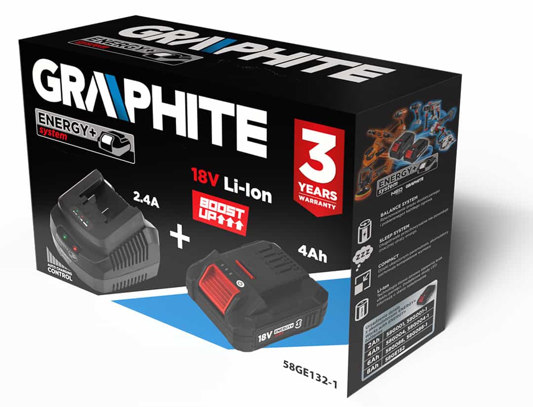GRAPHITE Energy+ Set: 4 Ah BOOST UP battery with charger 2