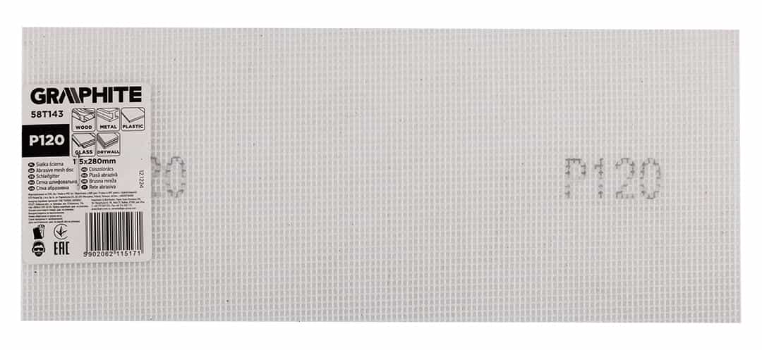 GRAPHITE White abrasive mesh 115 x 280 mm P120 - ideal for sanding 8