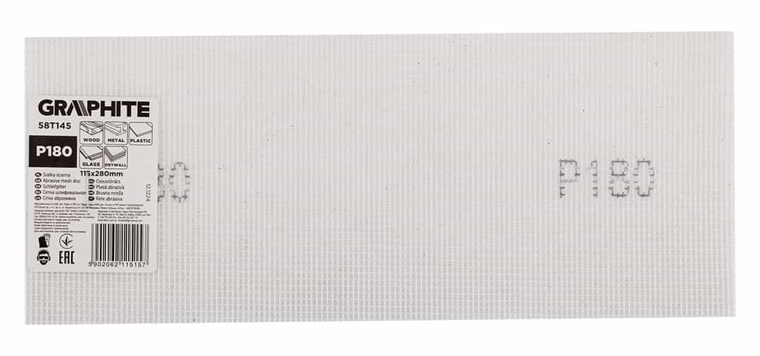 GRAPHITE Abrasive mesh white 115 x 280 mm P180 - ideal for workshop 8