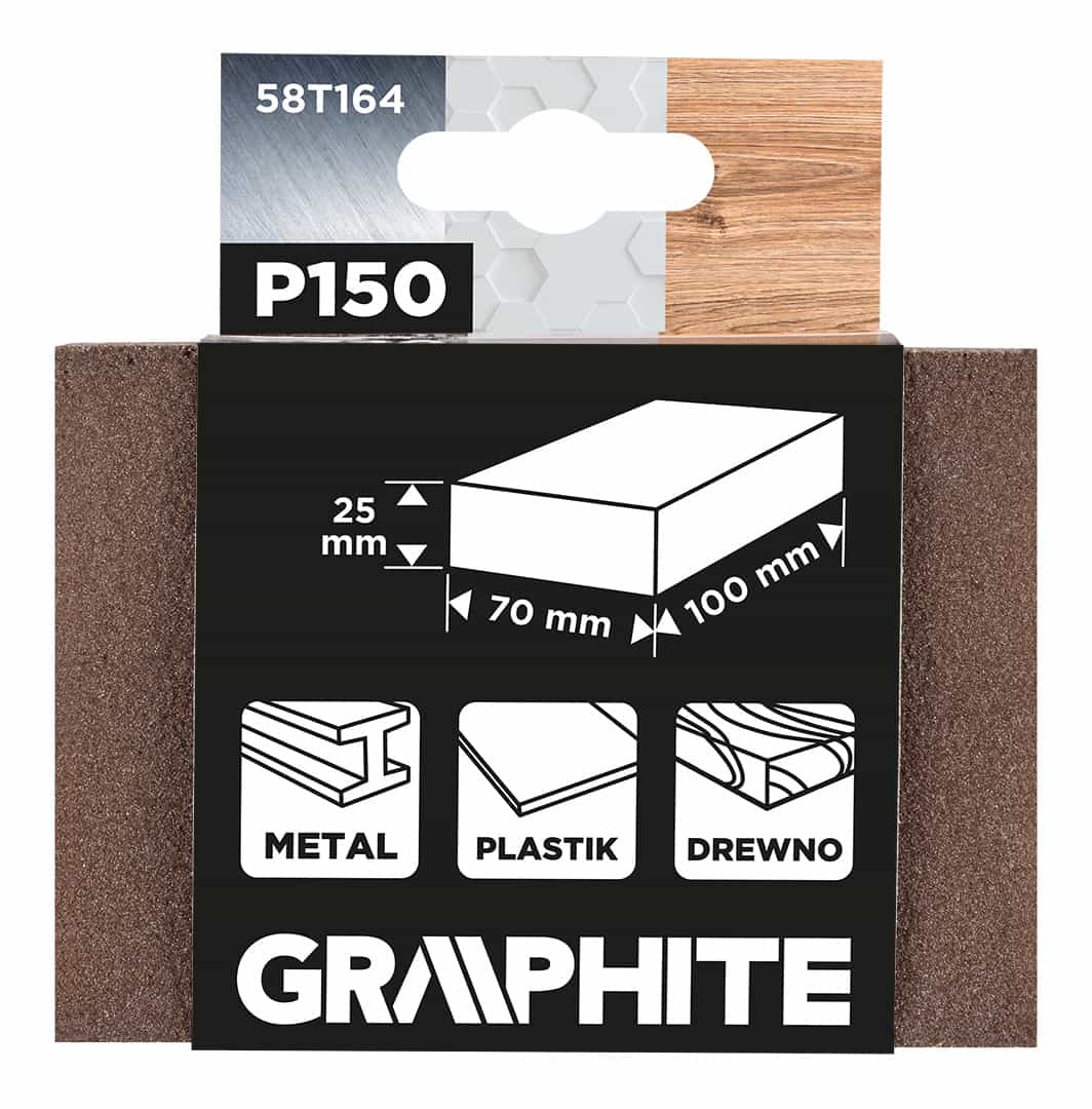GRAPHITE Sanding sponge 70 x 25 x 100 mm, P150 - ideal for sanding 6