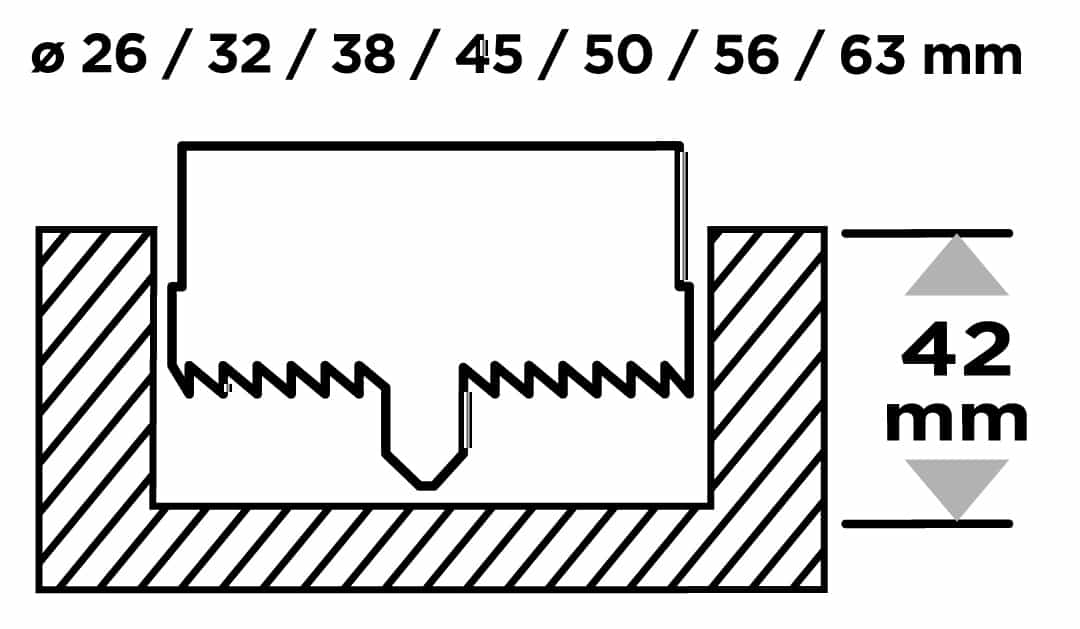 GRAPHITE Hole saws for wood 26-63 mm - 7-piece set for precise work 5