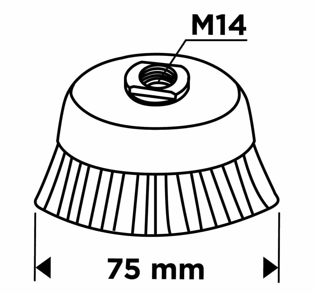 GRAPHITE 75 mm cup brush, crimped steel wire, M14 thread 4