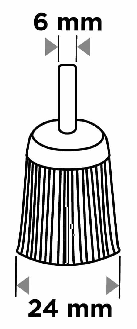GRAPHITE Wire brush pencil type 24 mm for drill 7