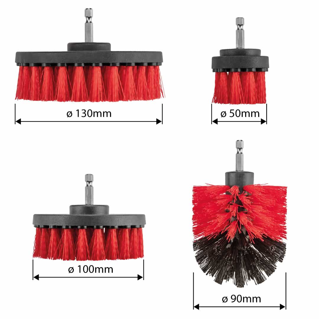 GRAPHITE Cleaning brush set for drill - 4 pieces for special tasks 9