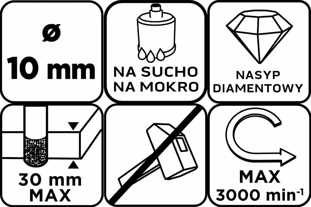 GRAPHITE Diamond core drill bit 10 mm for tiles and ceramics 3