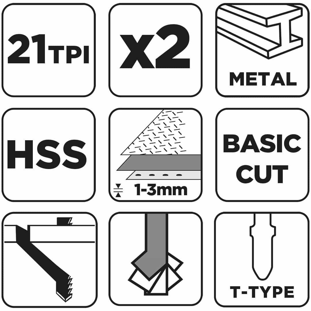 GRAPHITE Jigsaw blade 21 TPI HSS T-shank 2 pieces 5